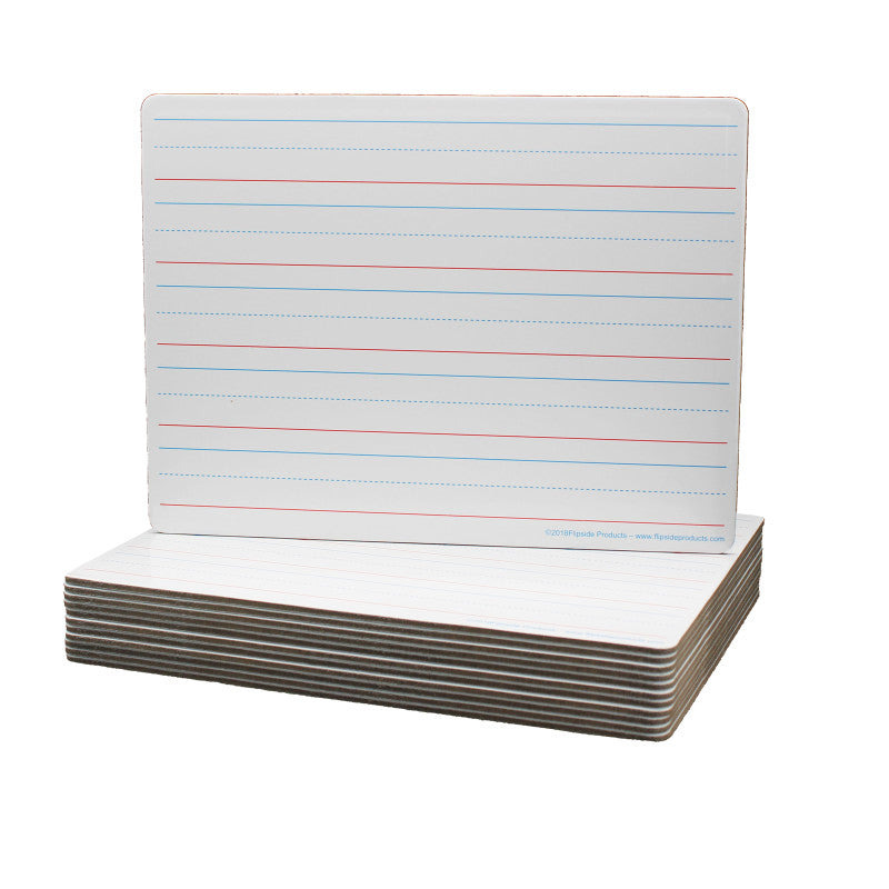 FLIPSIDE PRODUCTS - Two-Sided (Red & Blue Ruled/Blank) Dry Erase Board, 9" x 12", Pack of 12