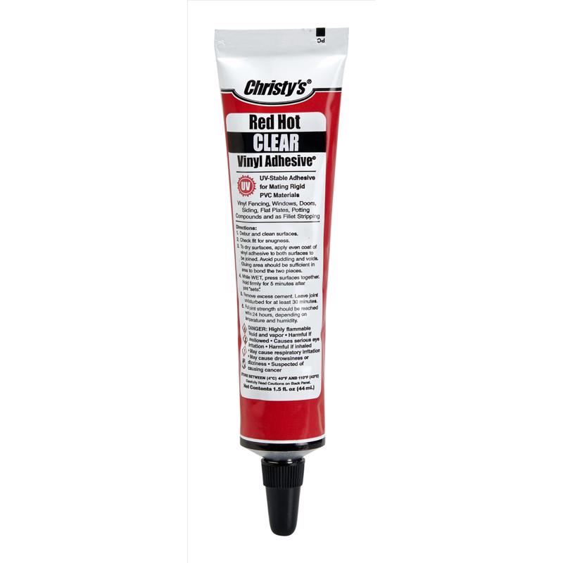 KEENEY MANUFACTURING - Christy's Red Hot Clear Adhesive and Sealant For PVC/Vinyl 1.5 oz