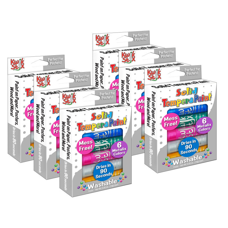 KWIK STIX - Solid Tempera Paint Sticks, Metallic Colors, 6 Per Pack, 6 Packs