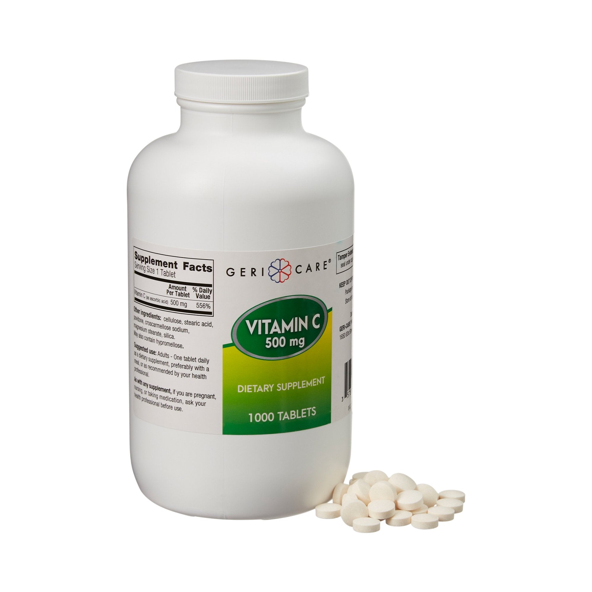 Geri-Care - Vitamin C Supplement Geri-Care® Ascorbic Acid 500 mg Strength Tablet 1,000 per Bottle [1/BT]