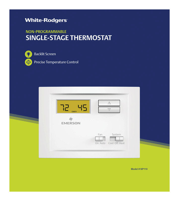 KEENEY MANUFACTURING - White Rodgers Heating and Cooling Push Buttons Single Pole Thermostat