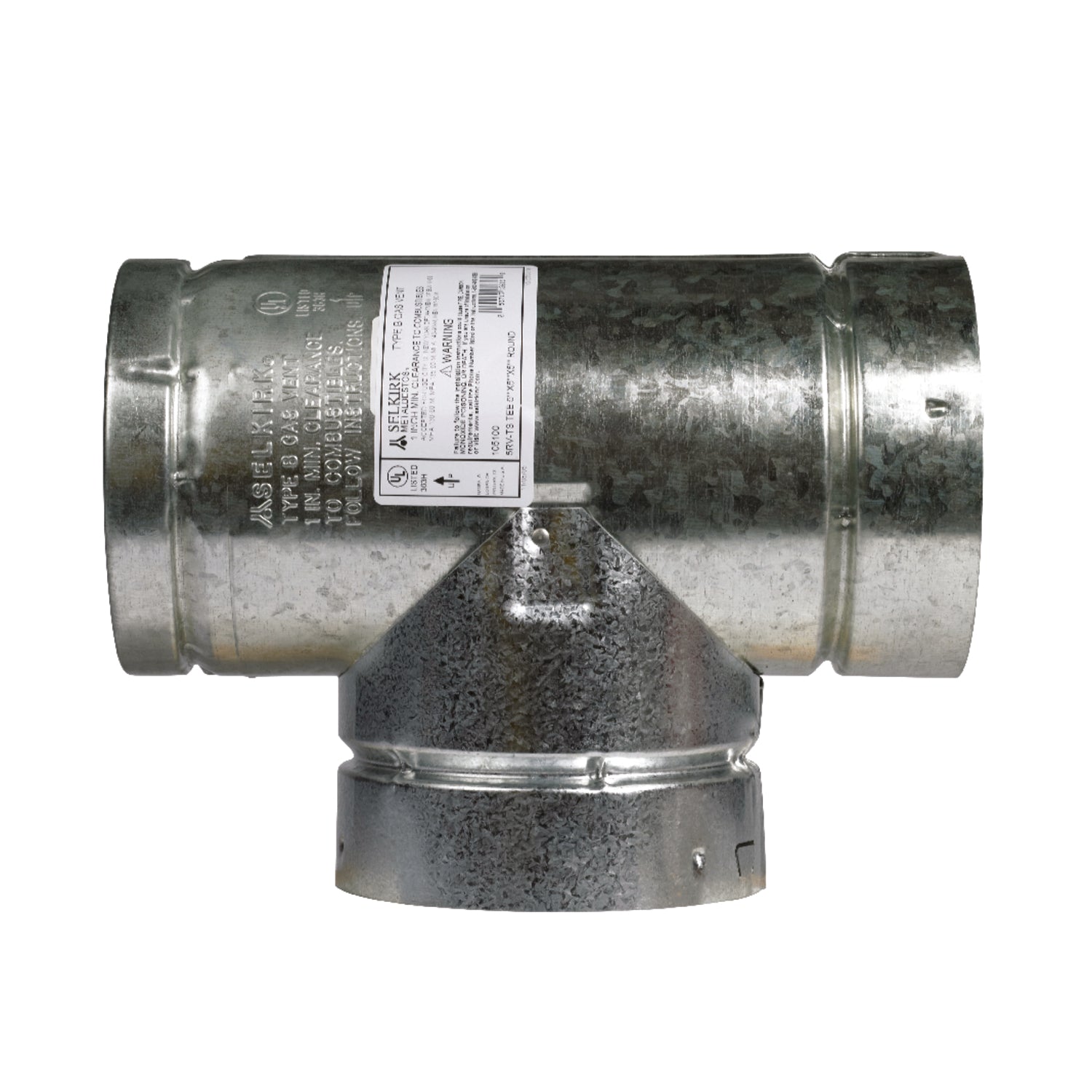 Selkirk 5 in. X 5 in. X 5 in. Aluminum/Galvanized Steel Stove Pipe Tee Cap Flow Tee - Case of 2