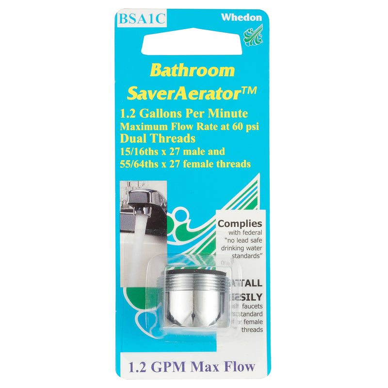 KEENEY MANUFACTURING - Whedon SaverAerator Dual Thread 15/16 in.- 27M x 55/64 in.-27F Chrome Plated Faucet Aerator [BSA1C]