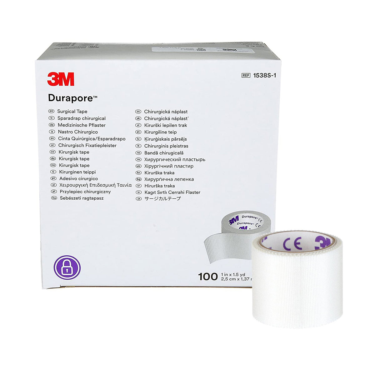 Solventum Corporation - Medical Tape 3M™ Durapore™ White 1 Inch X 1-1/2 Yard Silk-Like Cloth NonSterile [100/BX]