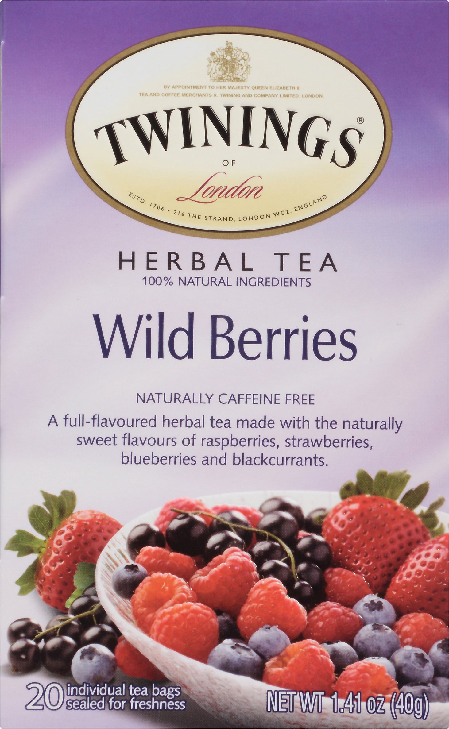 Twinings Tea Bags Wild Berries Herbal Tea 20 ea - Case of 6