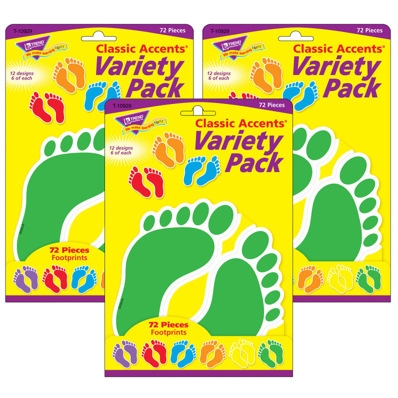 TREND - Footprints Classic Accents® Variety Pack, 36 Per Pack, 3 Packs