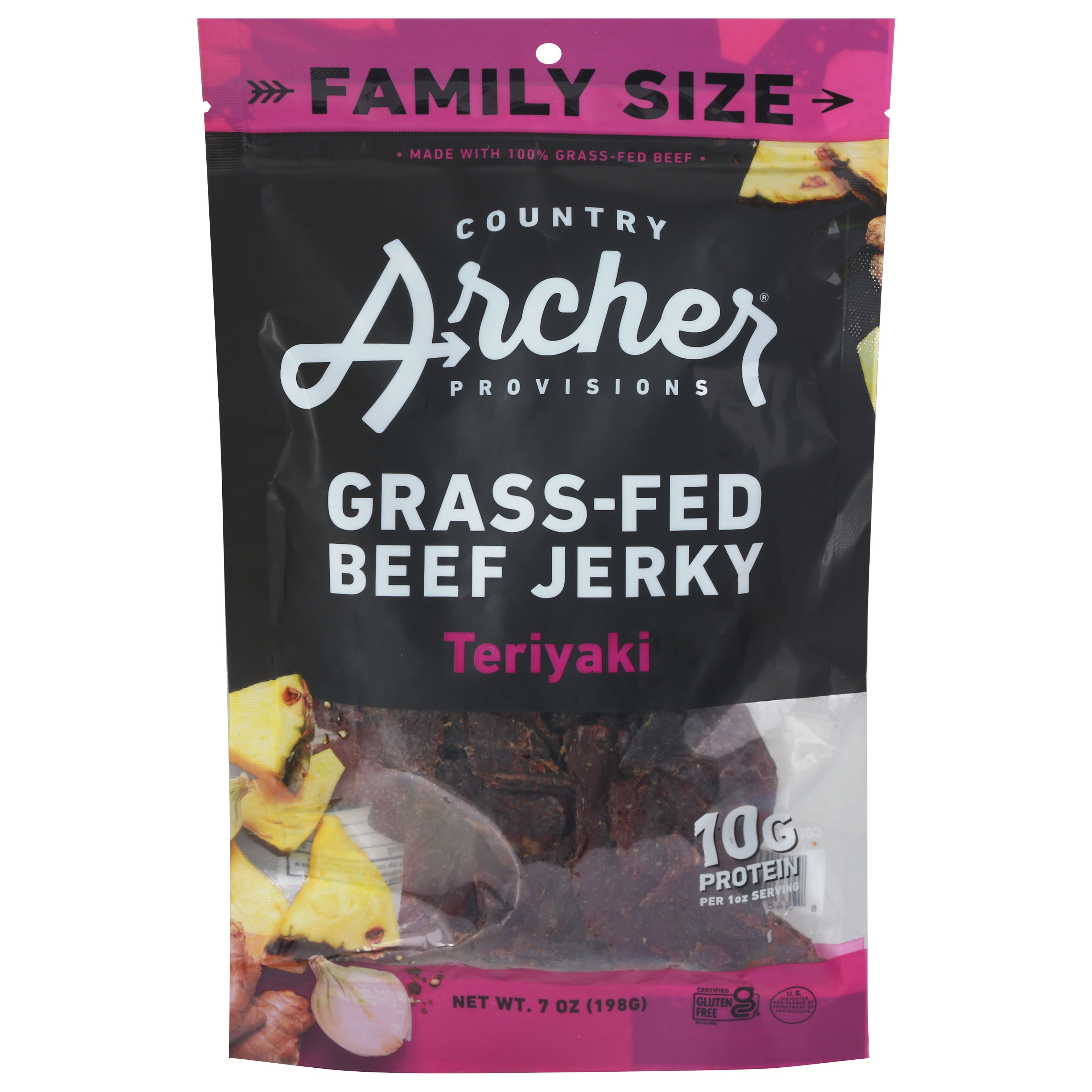 Country Archer Family Size Teriyaki Beef Jerky 7 oz - Case of 8