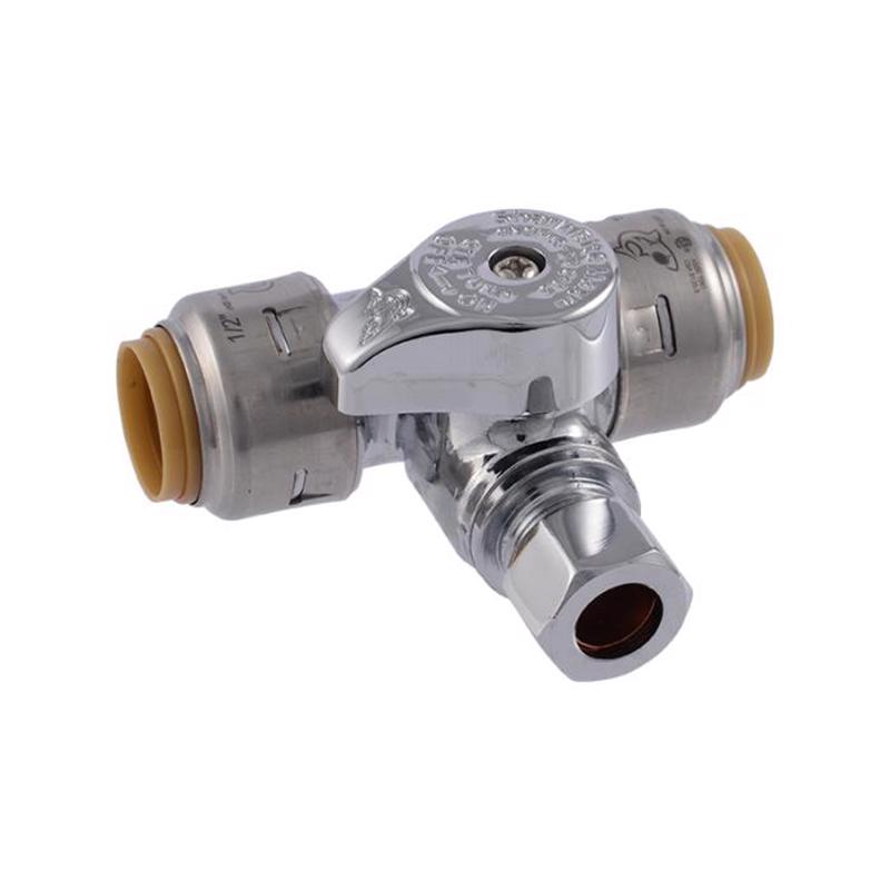SHARKBITE - SharkBite 1/2 in. PTC X 1/2 in. Compression Brass Tee Stop