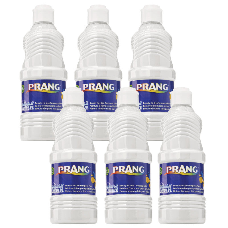 PRANG - Washable Tempera Paint, White, 16 oz, Pack of 6