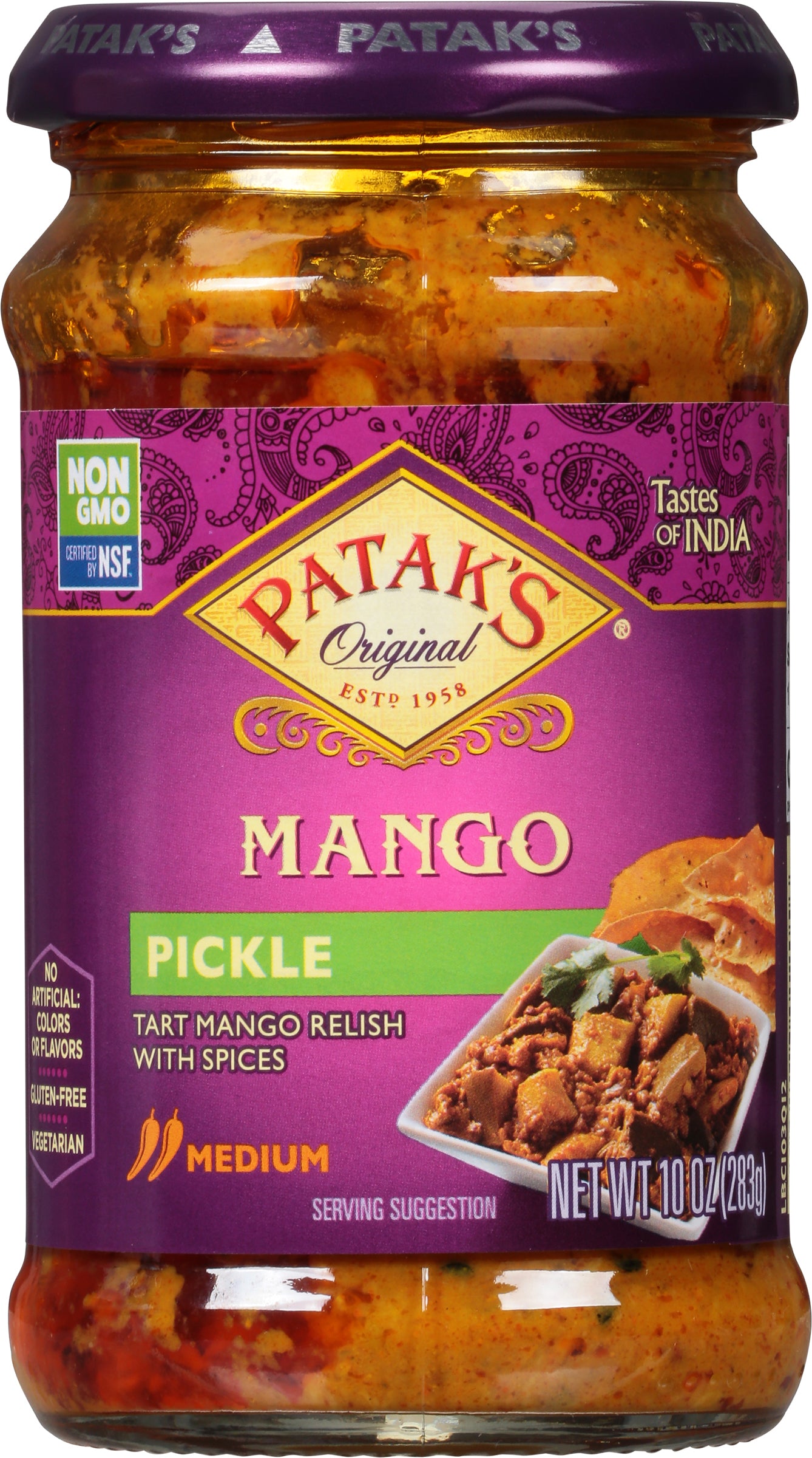Patak's Medium Mango Pickle 10 oz - Case of 6