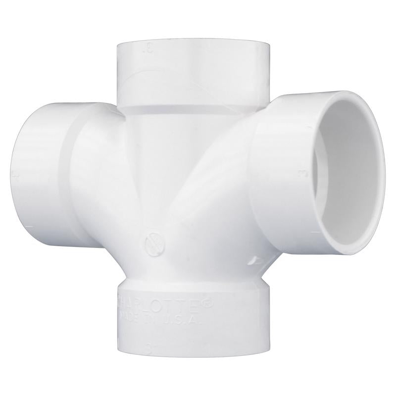 CHARLOTTE PIPE - Charlotte Pipe Schedule 40 3 in. Hub X 3 in. D Hub PVC Double Sanitary Tee 1 pk