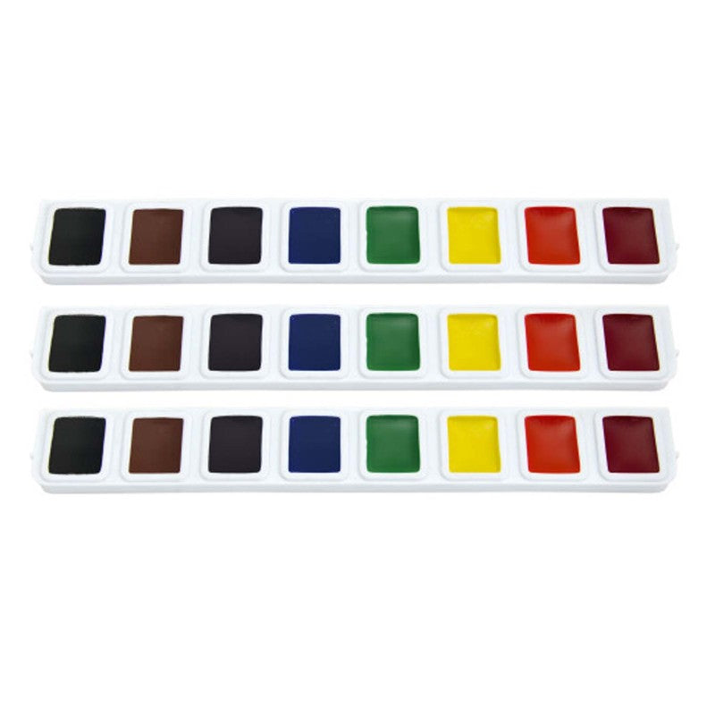 PRANG - Half Pan Watercolor Refill Tray, 8 Colors, 3 Per Box, 3 Boxes