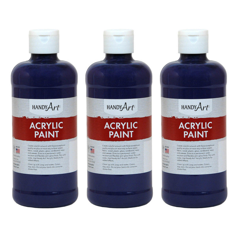 HANDY ART - Acrylic Paint 16 oz, Violet, Pack of 3