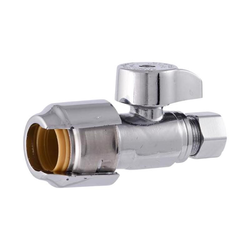 SHARKBITE - SharkBite 1/2 in. Push X 3/8 in. Compression Brass Straight Stop Valve