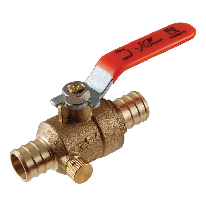 SHARKBITE - SharkBite 1/2 in. Brass Crimp Ball Valve with Drain Full Port