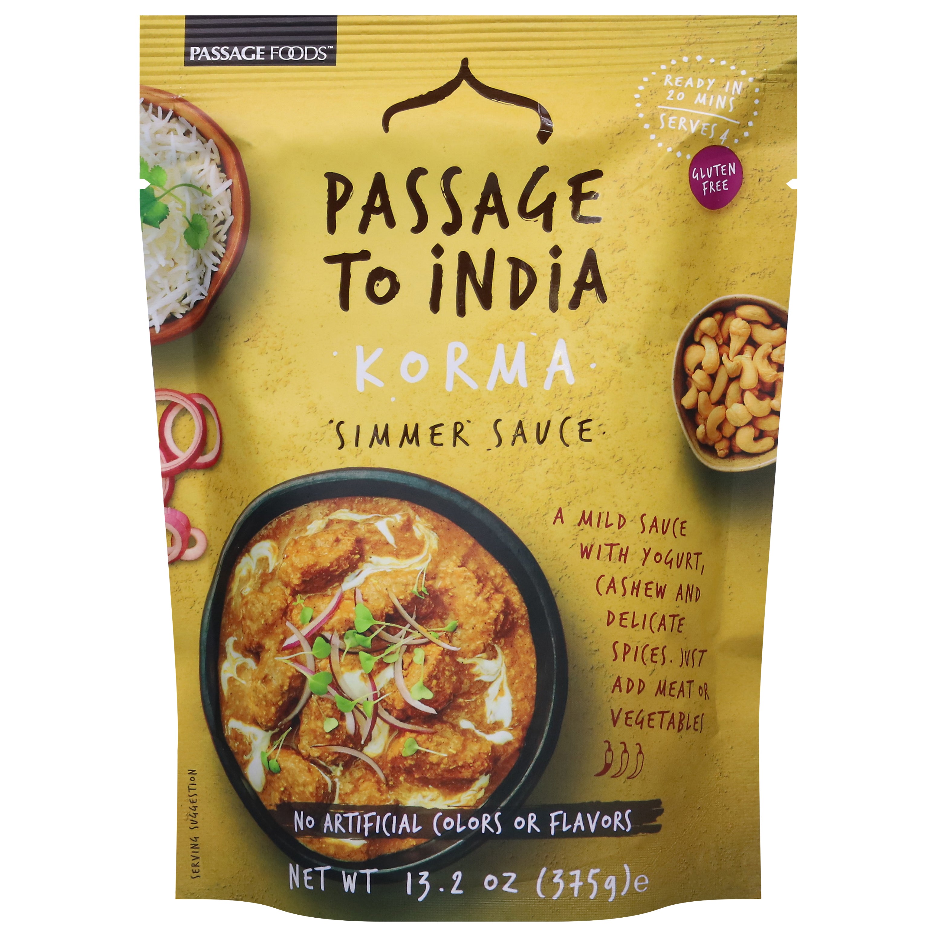 Passage Foods Korma Simmer Sauce 13.2 oz - Case of 6