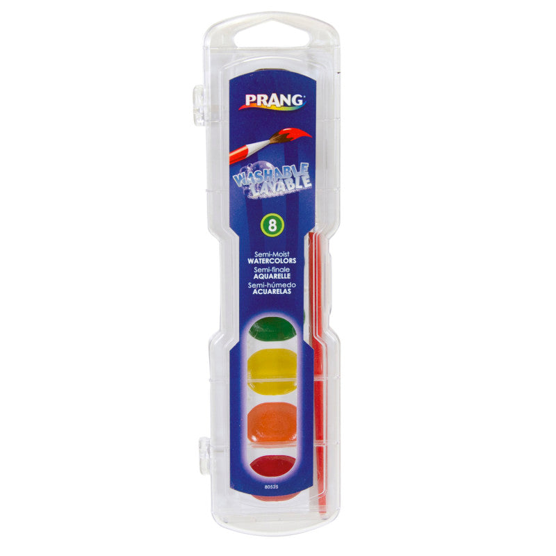 Semi-Moist Washable Watercolor Set, 8 Colors