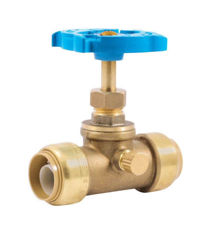 SHARKBITE - SharkBite 3/4 in. PTC X 3/4 in. Brass Stop Valve with Drain