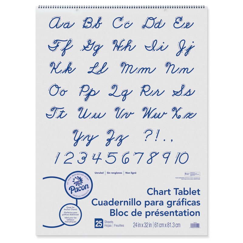 Chart Tablet, Cursive Cover, Unruled 24" x 32", 25 Sheets
