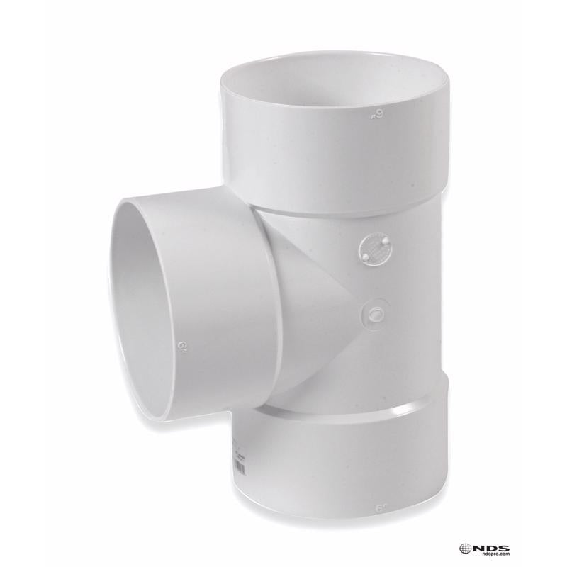 PLASTIC TRENDS - NDS Schedule 35 6 in. Hub each X 6 in. D Hub PVC Straight Tee 1 pk [6P01]