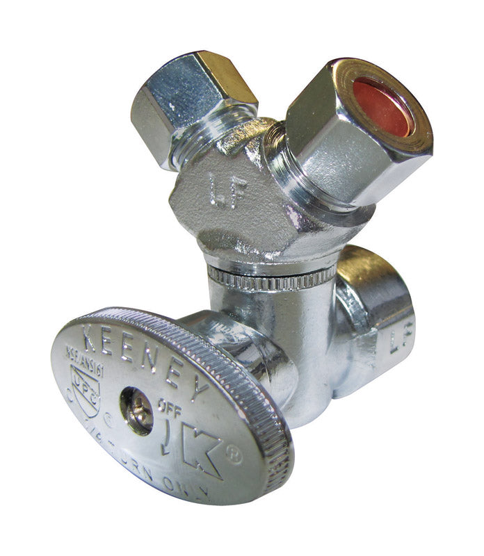 PLUMB PAK - Plumb Pak 1/2 in. FIP X 3/8 in. Compression Brass 3-Way Valve [PP2901VLF]