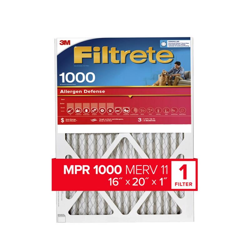 3M FILTRETE - 3M Filtrete Allergen Defense 16 in. W X 20 in. H X 1 in. D 11 MERV Pleated Air Filter 1 pk - Case of 4