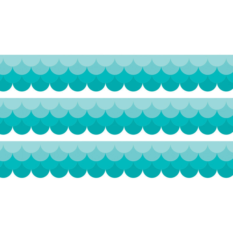 CREATIVE TEACHING PRESS - Painted Palette Ombre Turquoise Scallops EZ Border, 48 Feet Per Pack, 3 Packs