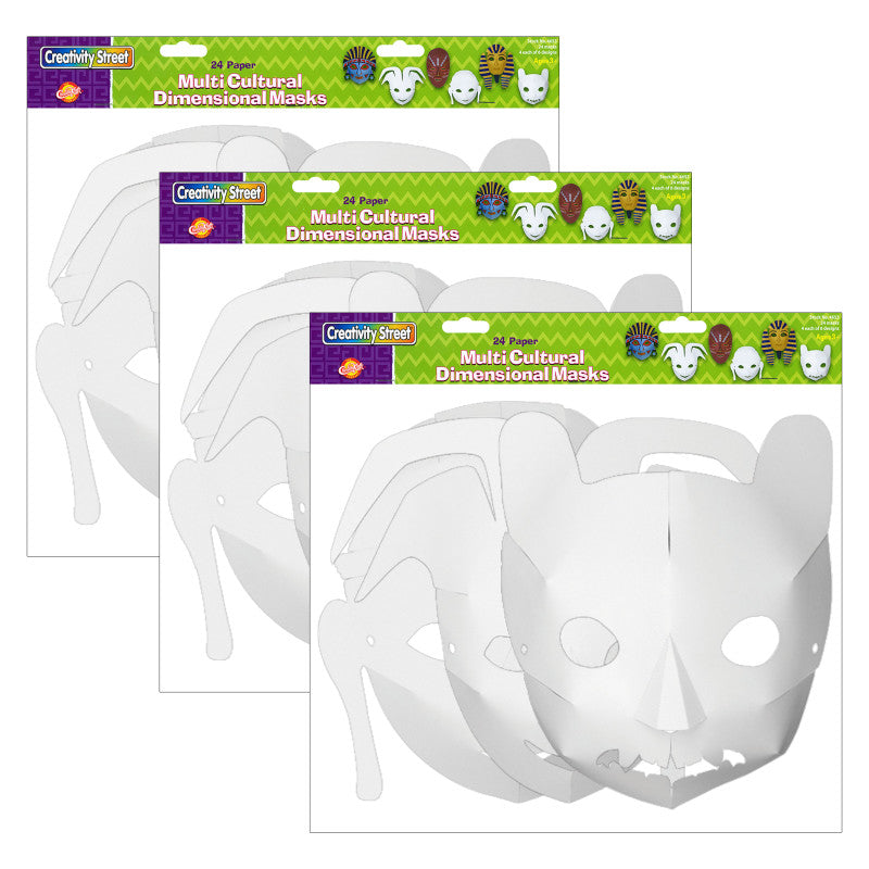 CREATIVITY STREET - Die-Cut Paper Masks, Multi-Cultural Assortment, Assorted Sizes, 24 Per Pack, 3 Packs