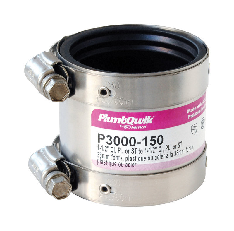 FERNCO - Fernco PlumbQwik Schedule 40 1-1/2 in. Hub X 1-1/2 in. D Hub PVC Coupling 1 pk