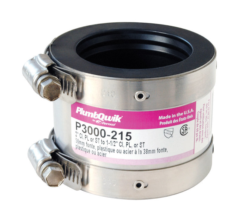 FERNCO - Fernco Schedule 40 1-1/2 in. Hub X 2 in. D Hub Neoprene Rubber Shielded Coupling 1 pk