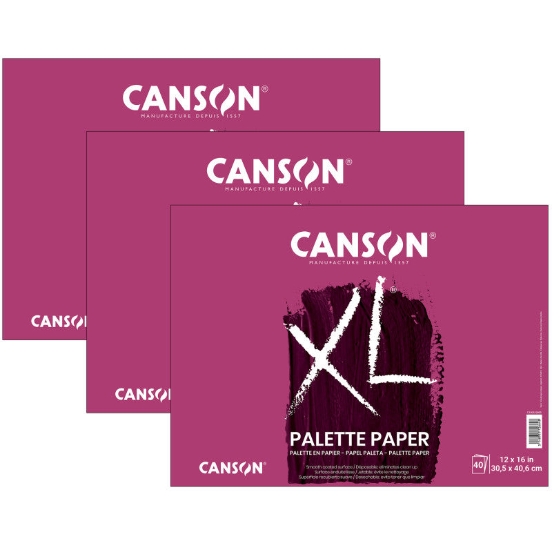 XL Series Palette Pad, Foldover Binding, 40 Sheet, 12x16 inch, Pack of 3