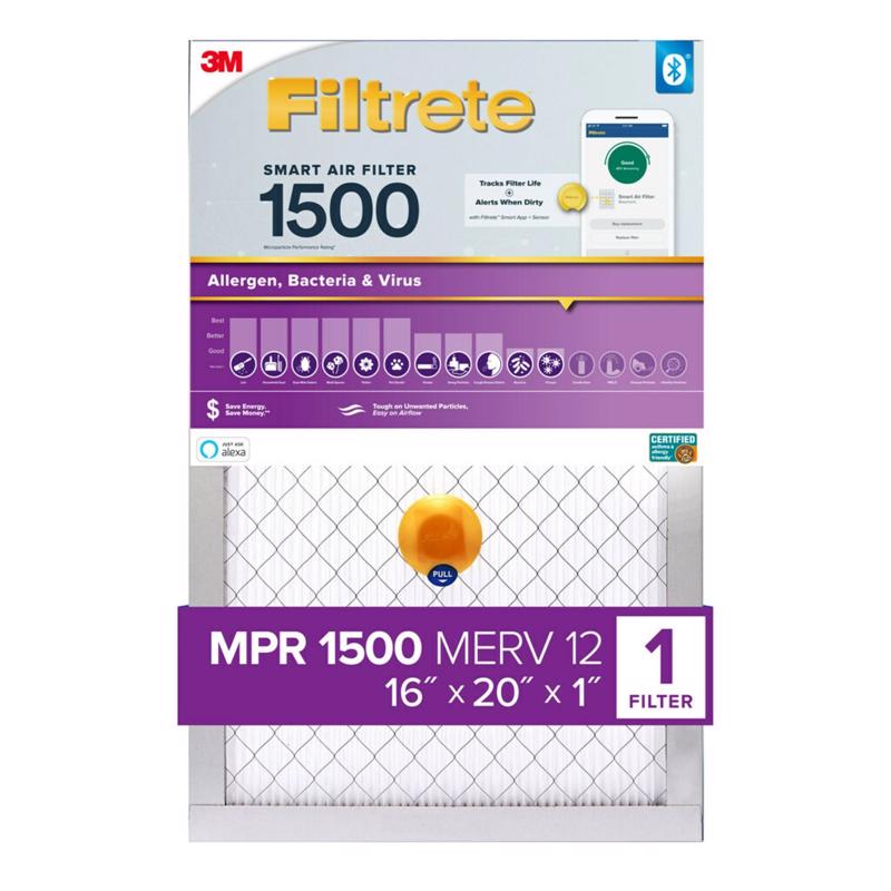 FILTRETE - Filtrete 16 in. W X 20 in. H X 1 in. D Fiberglass 12 MERV Smart Air Filter 1 pk - Case of 4