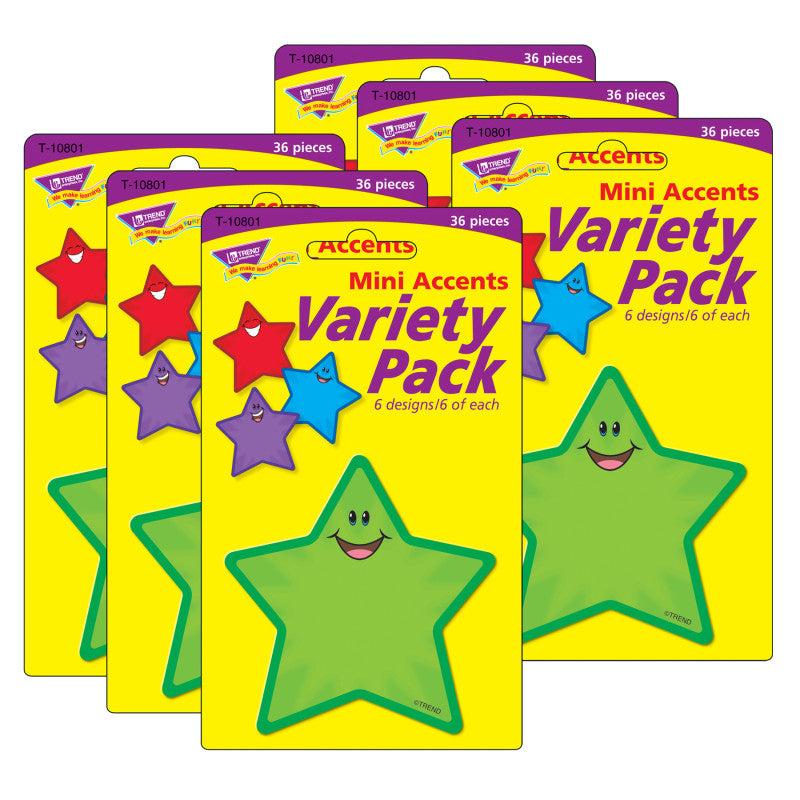 TREND - Stars Mini Accents Variety Pack, 36 Per Pack, 6 Packs