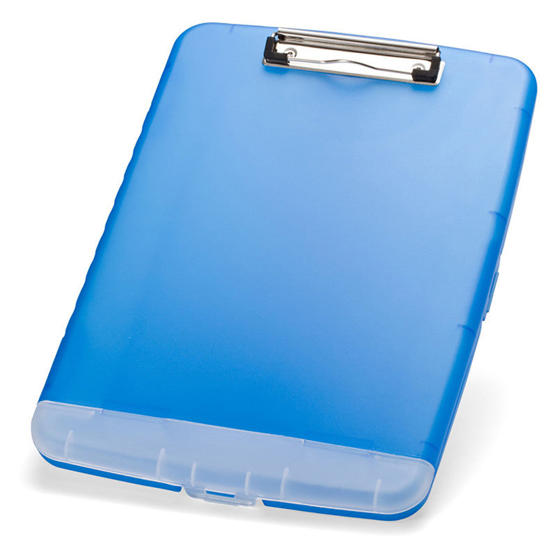 OFFICEMATE - Slim Clipboard with Storage Box, Low Profile Clip & Storage Compartment, Blue