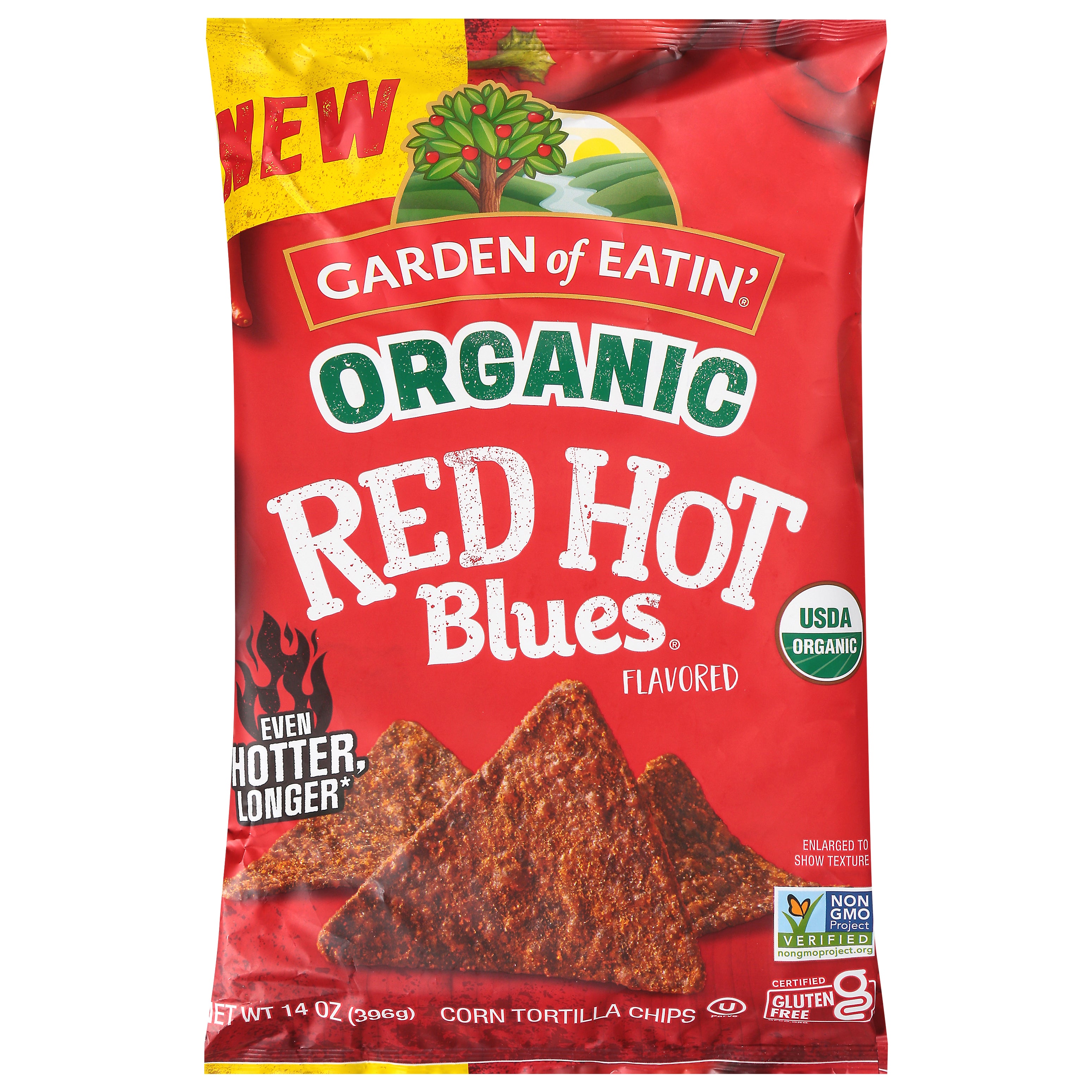 Garden of Eatin' Organic Red Hot Blues Corn Tortilla Chips 14 oz - Case of 12
