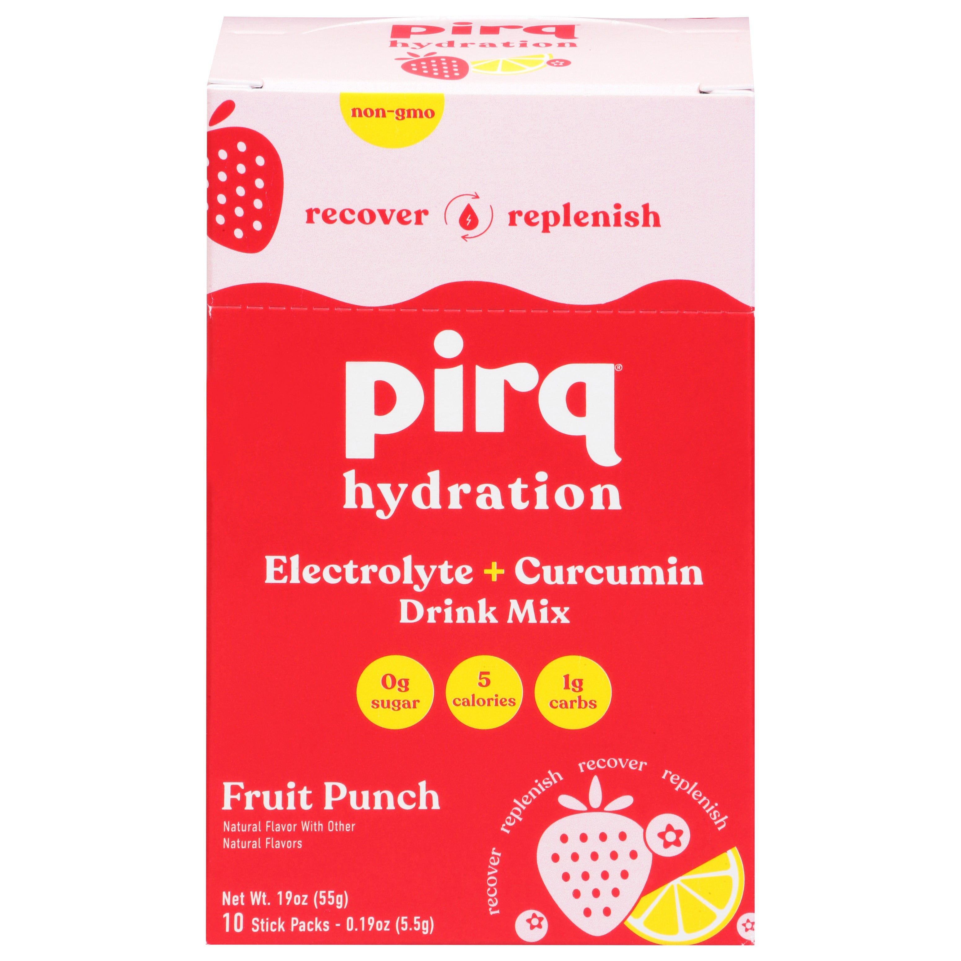Pirq Electrolyte + Curcumin Hydration Fruit Punch Drink Mix 10 ea - Case of 1