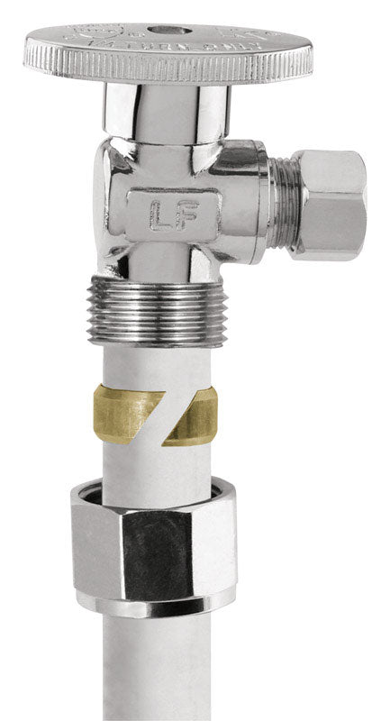 PLUMB PAK - Plumb Pak 1/2 in. PEX in. X 1/4 in. Compression Brass Angle Valve