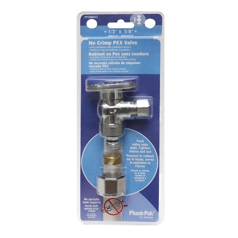 PLUMB PAK - Plumb Pak 1/2 in. Compression X 3/8 in. Compression Brass Angle Valve [PP2886EZ]