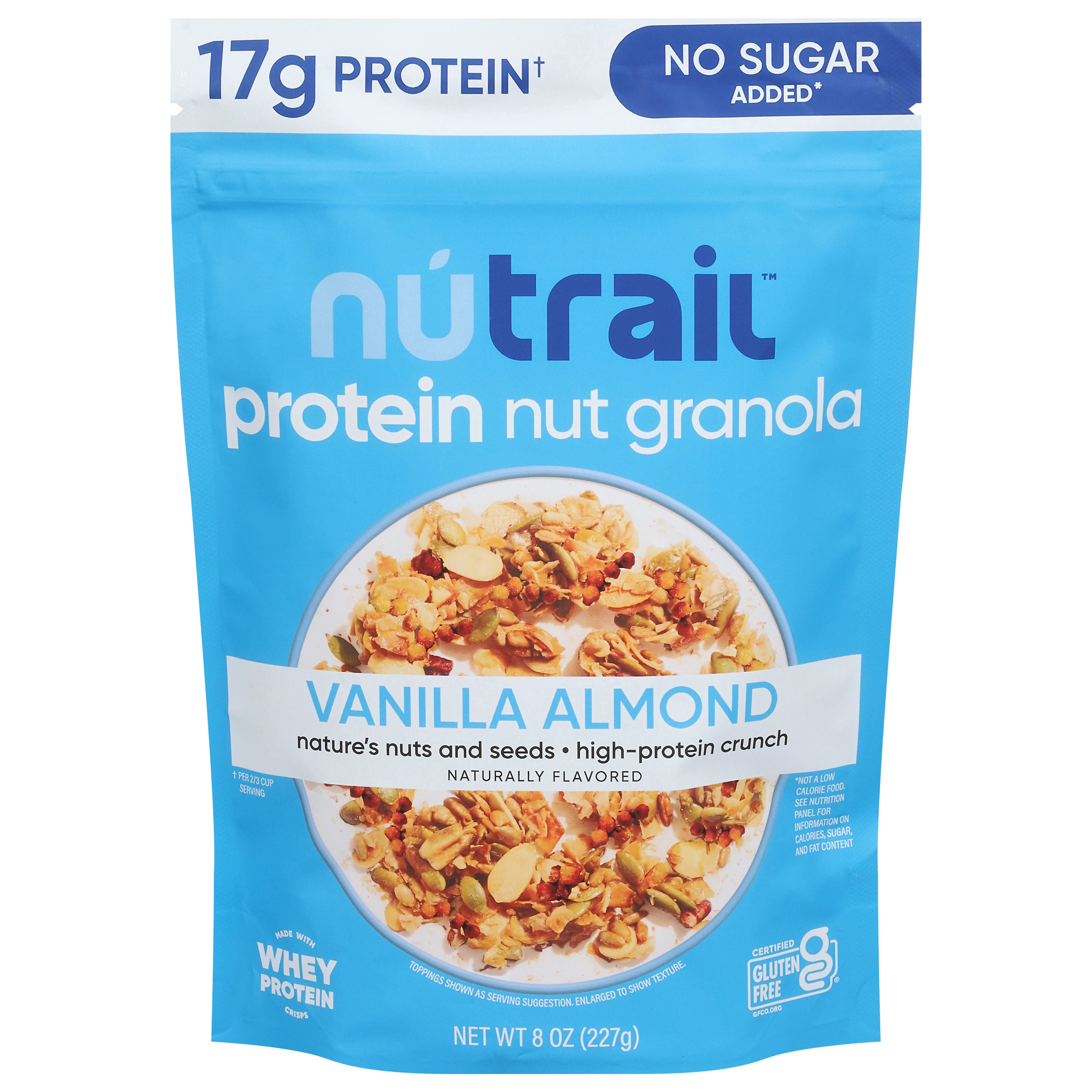 NuTrail Protein No Sugar Added Vanilla Almond Nut Granola 8 oz - Case of 6