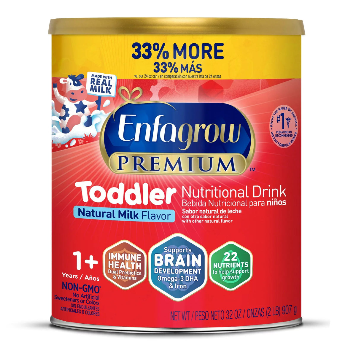 Mead Johnson - Pediatric Oral Supplement Enfagrow® Premium™ Toddler Natural Milk Flavor 32 oz. Can Powder Milk-Based [4/CS]