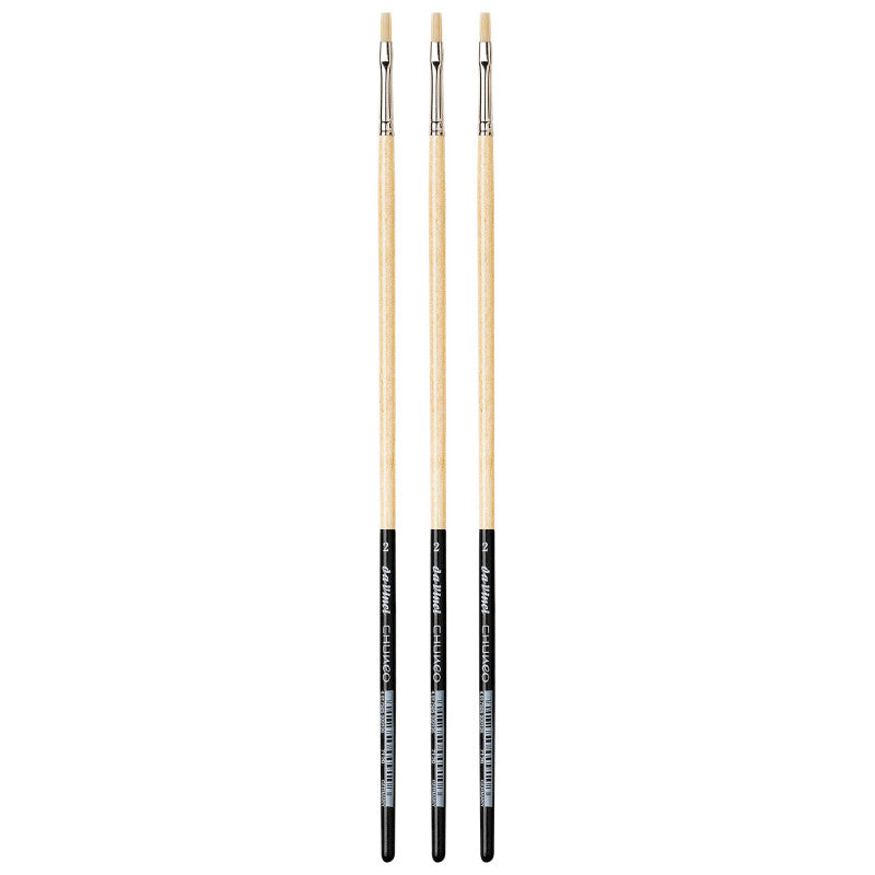CHUNEO Synthetic Hog Bristle, Oil, Flat, Series 7129, Size 2, Pack of 3
