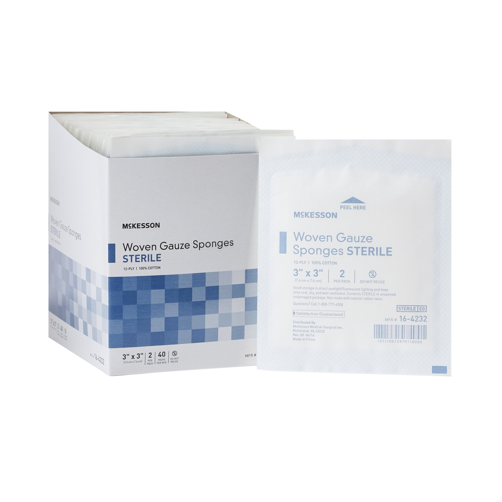 McKesson Brand - Gauze Sponge McKesson 3 X 3 Inch 12-Ply Sterile 2 per Pack [40/BX]