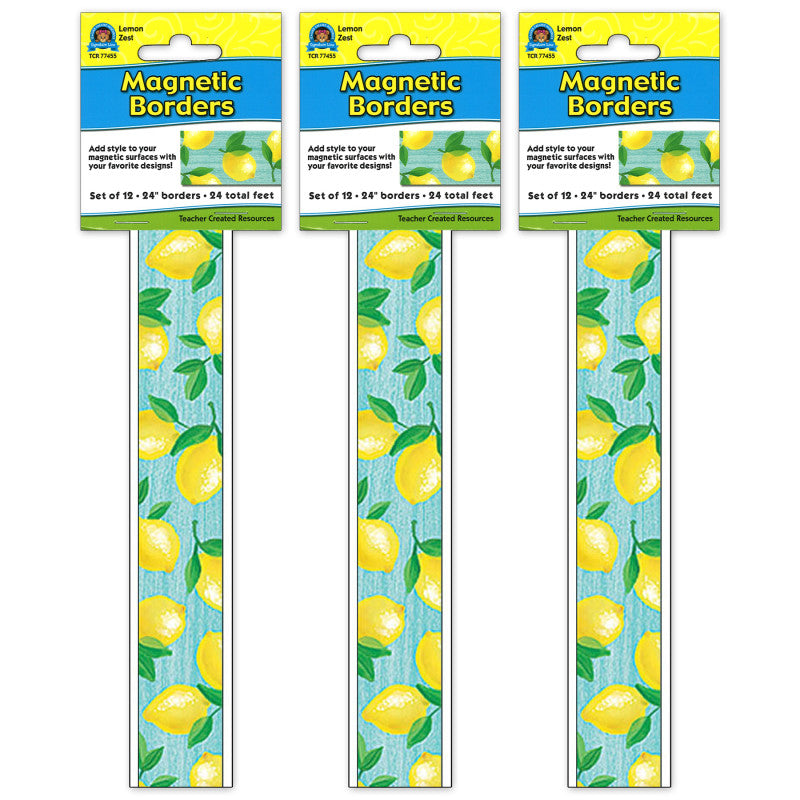TEACHER CREATED RESOURCES - Lemon Zest Magnetic Border, 24 Feet Per Pack, 3 Packs