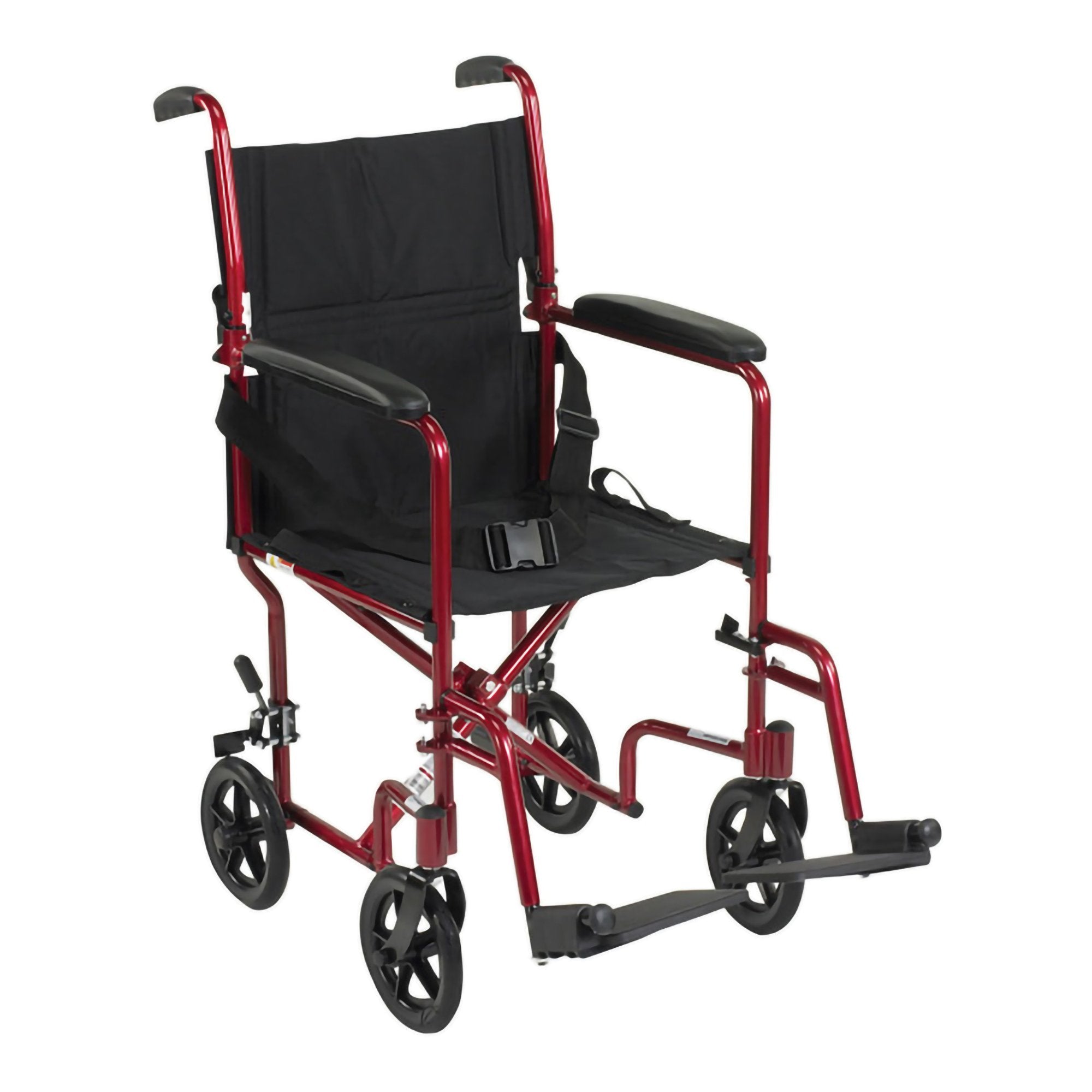 McKesson Brand - Transport Chair McKesson 19 Inch Seat Width Full Length Arm Swing-Away Footrest Aluminum Frame with Red Finish [1/EA]