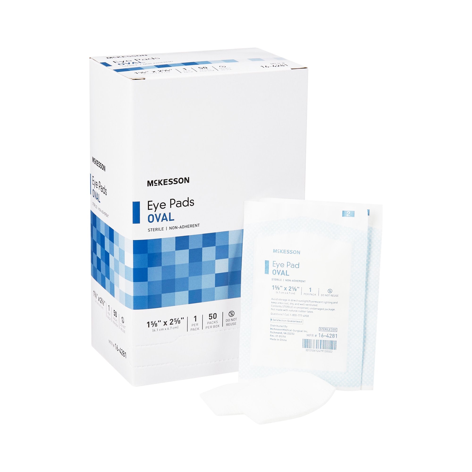 McKesson Brand - Eye Pad McKesson 1-5/8 X 2-5/8 Inch Sterile 1 per Pack [50/BX]
