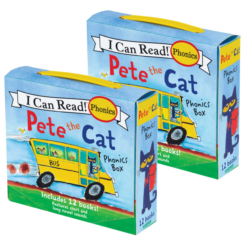 HARPERCOLLINS - I Can Read!™ Pete the Cat Phonics Box, 12 Books Per Set, 2 Sets