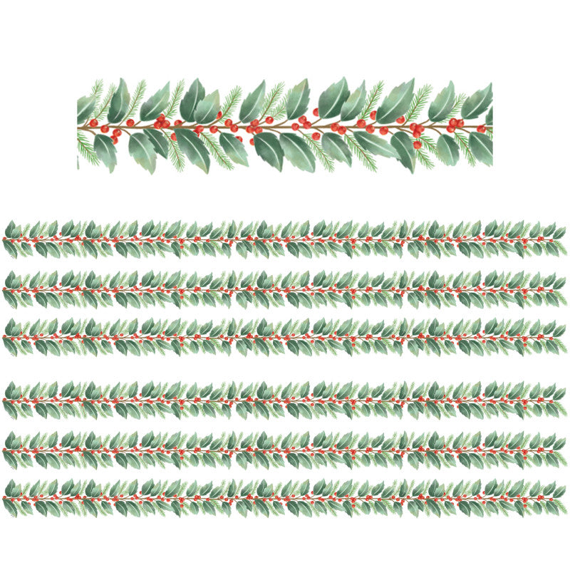 TEACHER CREATED RESOURCES - Holly Die-Cut Border Trim, 35 Feet Per Pack, 6 Packs