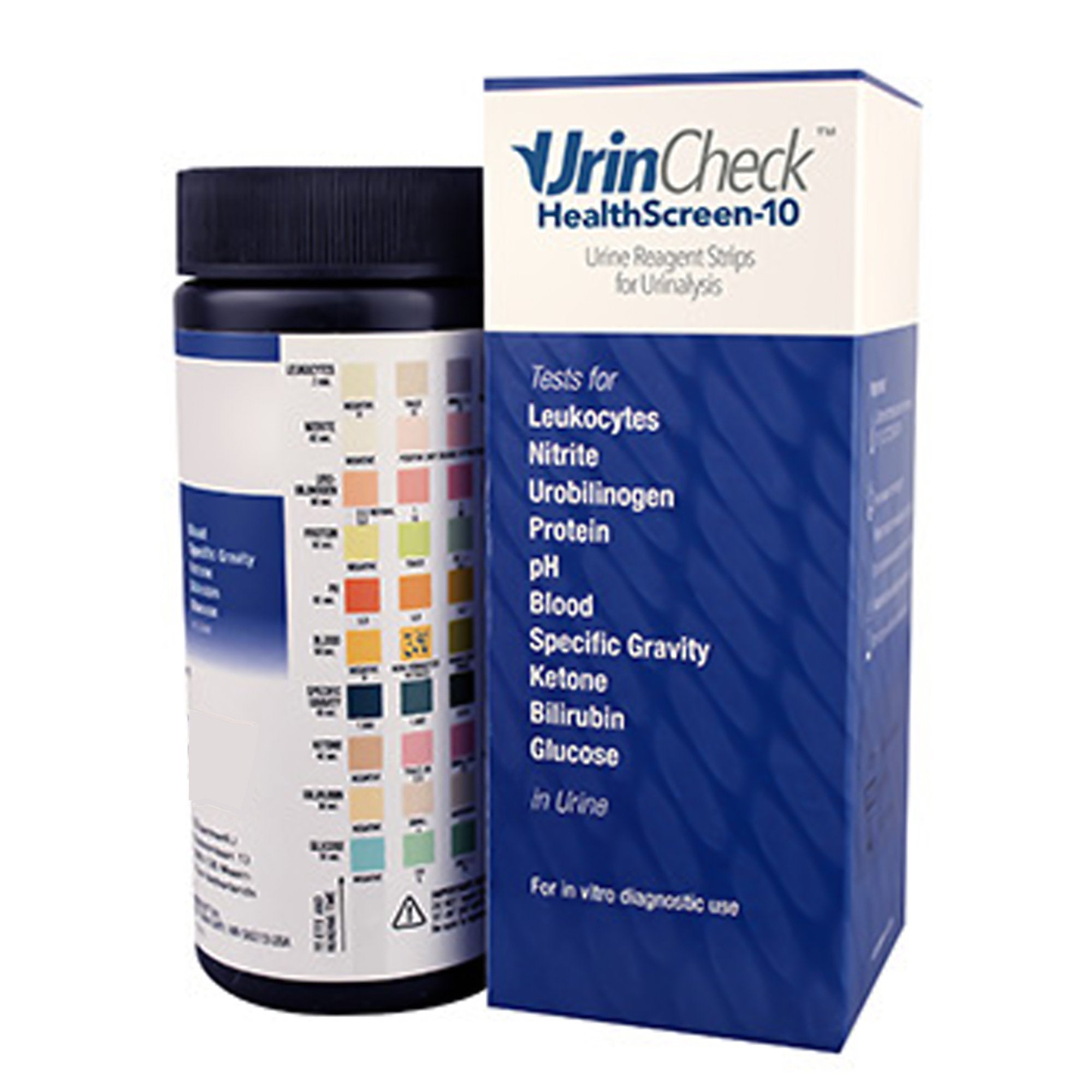 Express Diagnostics - Urinalysis Test Kit UrinCheck™ HealthScreen-10 Bilirubin, Blood, Glucose, Ketone, Leukocytes, Nitrite, pH, Protein, Specific Gravity, Urobilinogen 100 Tests CLIA Waived [100/BT]