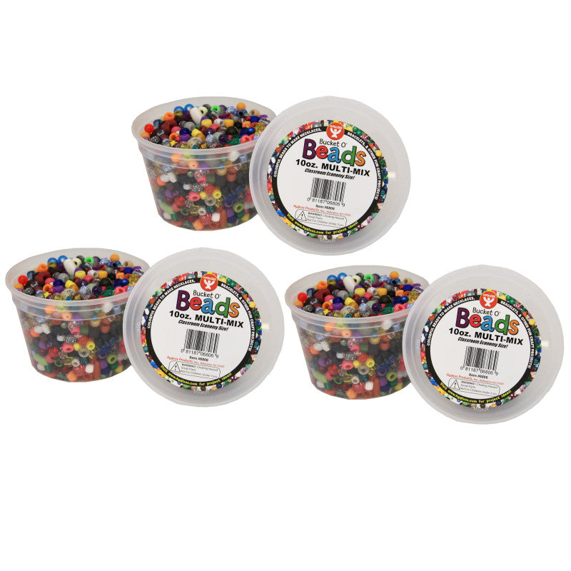 HYGLOSS - Bucket O' Beads, 10 oz. Multi Mix Per Pack, 3 Packs