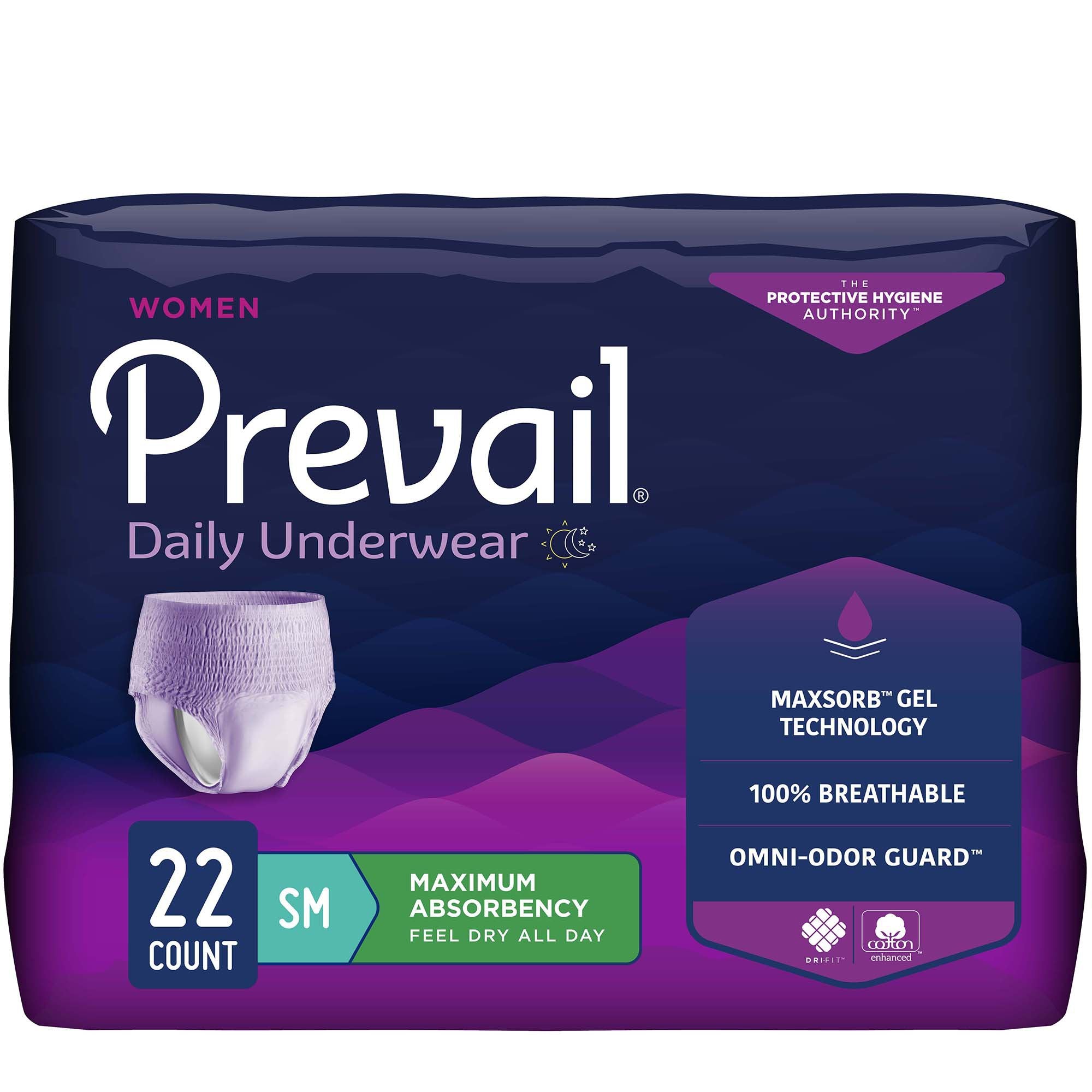 First Quality - Female Adult Absorbent Underwear Prevail® Daily Underwear Pull On with Tear Away Seams Small Disposable Heavy Absorbency [22/BG]